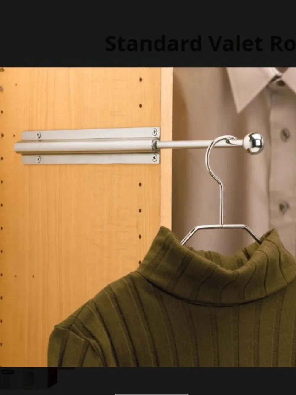 Clothes Valet Garment Pull-out Rod in Polished Brass for Closet hanging
